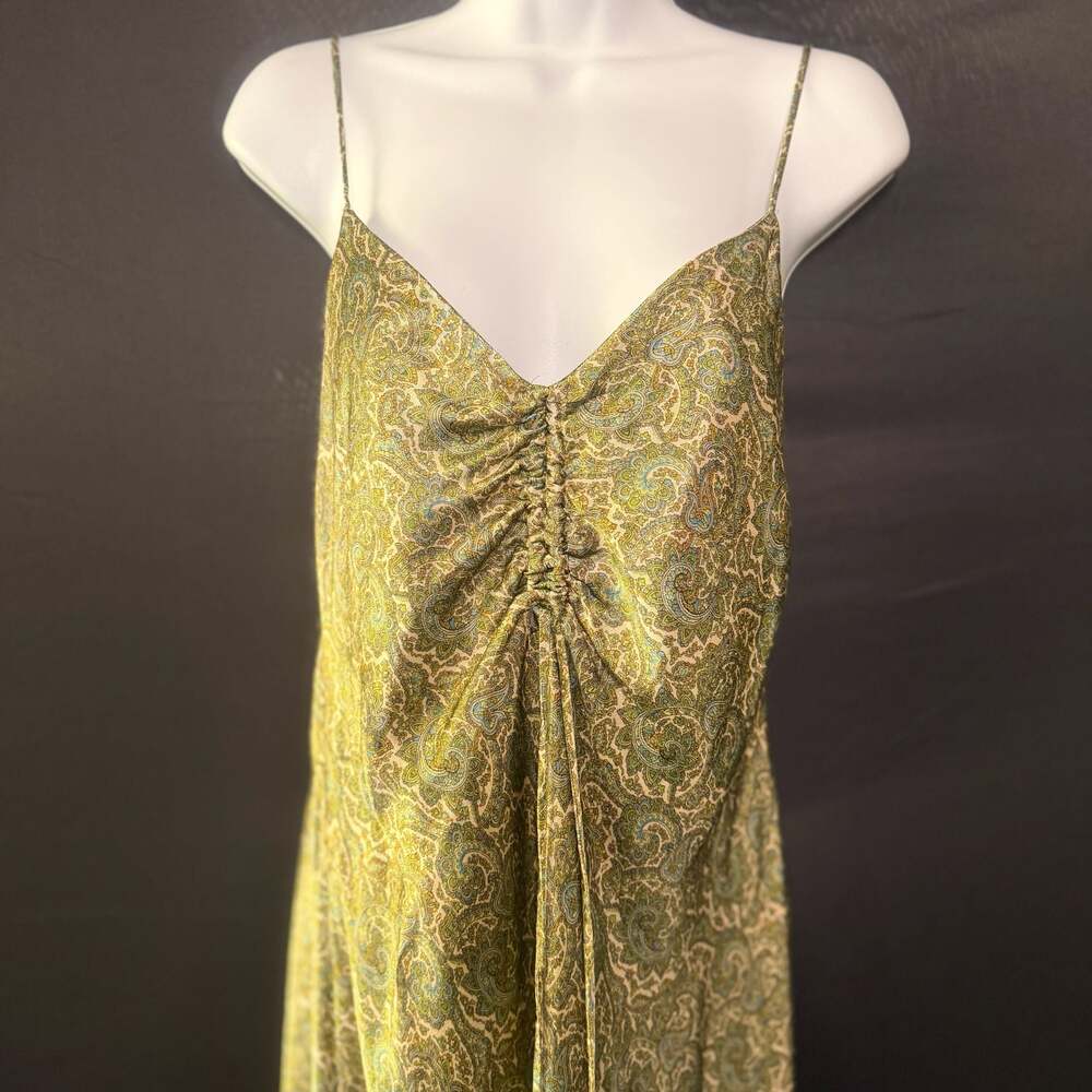 Zara Paisley Print Ruched Midi Slip Dress Size S